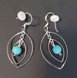 Turquoise and Silver Drop Earrings